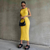 Robe en tricot sans manches à col rond Soleil